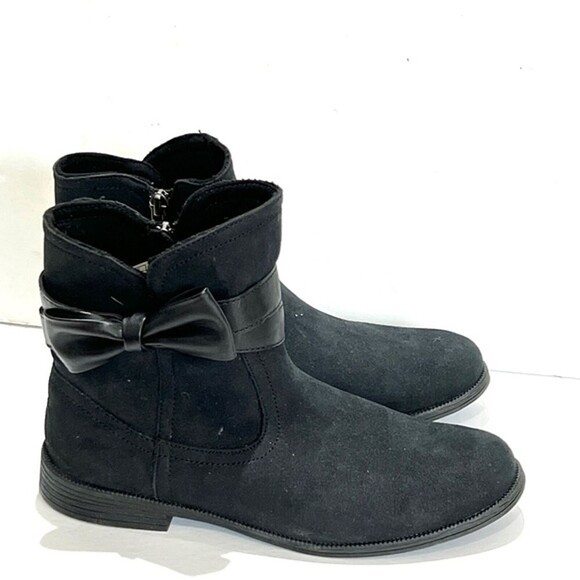 Ugg Black Joanie Bow Ankle Boots Shoes Sz Small Women's Suede Leather - Picture 1 of 8
